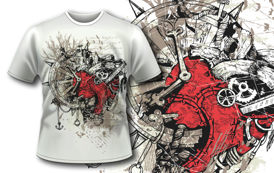 T-shirt design 379 - Steampunk Heart 1