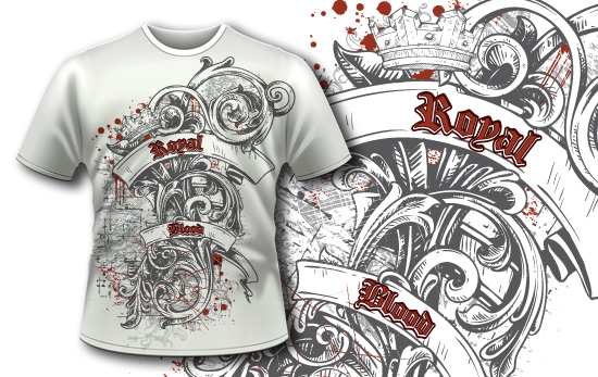 T-shirt design 380 - Engraved Flower 1
