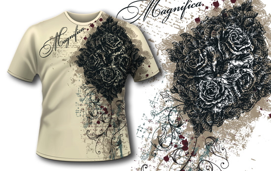 T-shirt design 383 - Vintage Roses 1