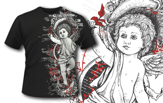 T-shirt design 392 - Engraved Angel 1