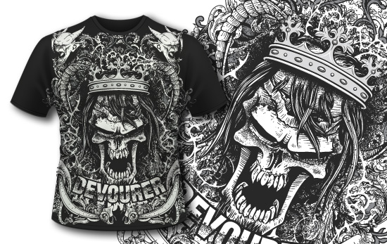 T-shirt design 397 - Evil Skull with Crown 1