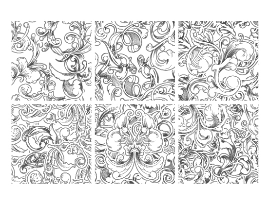 Seamless Patterns Vector Pack 62 - Floral Chaos Engraved 2