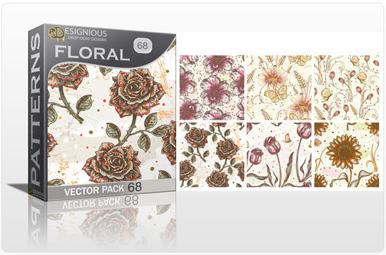 Seamless Patterns Vector Pack 68 - Flowers 1
