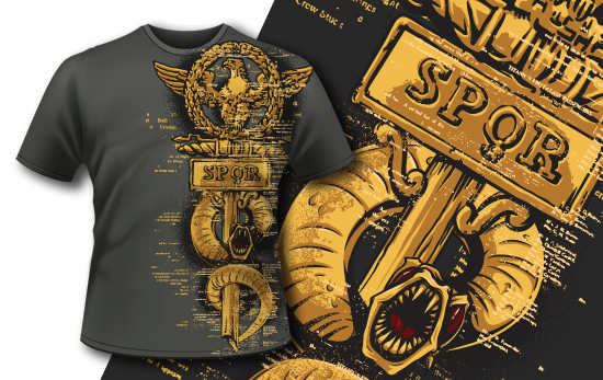 Spqr emblem and a snake T-shirt Design 413 1