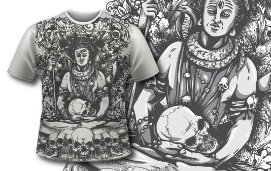 Lord Shiva holding a skull T-shirt Design 425 1