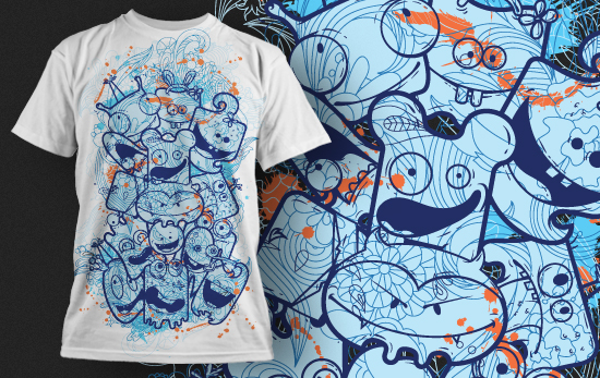 Free Cute Monsters T-shirt Design 430 1