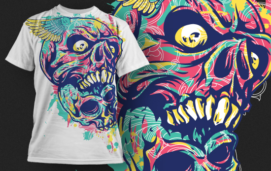 Two urban style skulls T-shirt Design 436 1