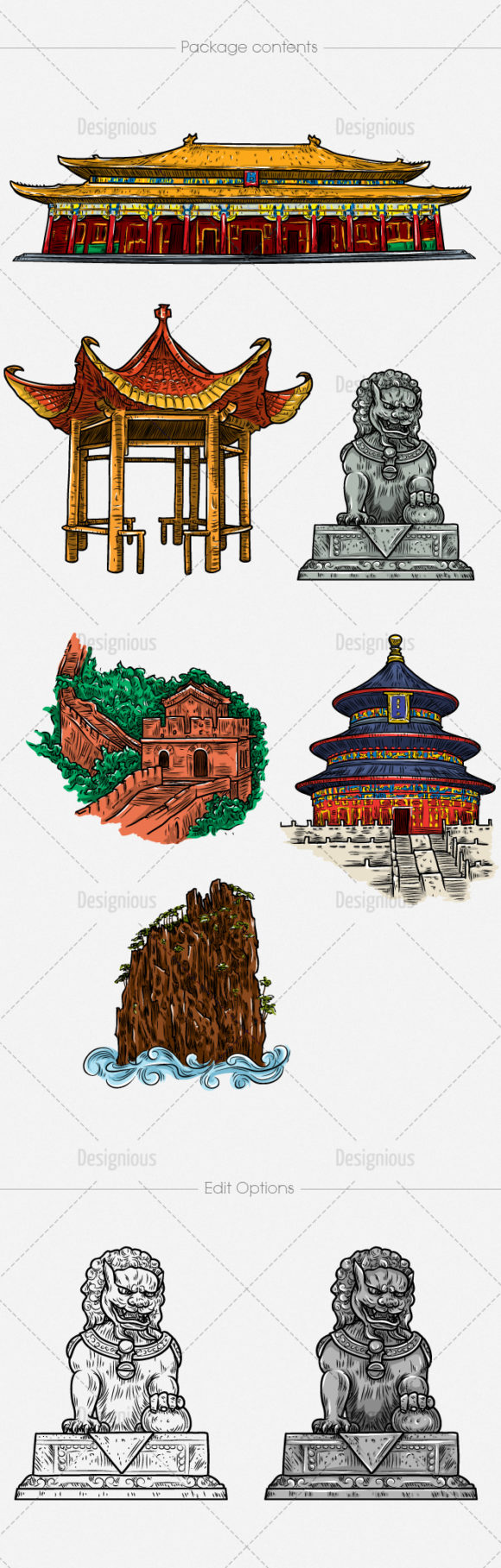Chinese Monuments Vector Pack 1 2