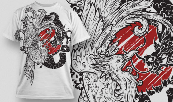 Dragon and a Feng Huang T-shirt Design 449 1