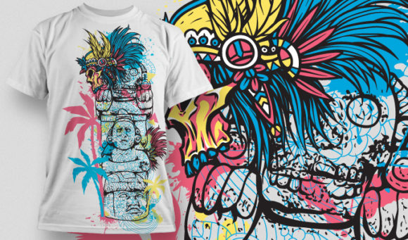 Aztec statues T-shirt Design 453 1
