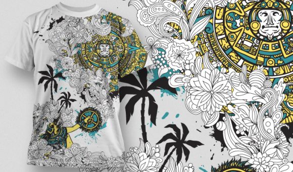 Palms aztec T-shirt Design 454 1