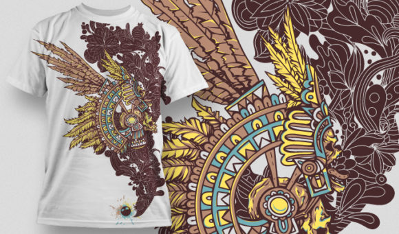 Aztec motifs & skulls T-shirt Design 455 1