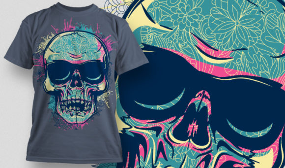 Skull with sunglasses T-shirt Design 459 1