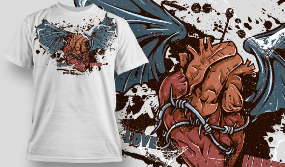Demon wings and crushed by barbed wire T-shirt Design 465 1