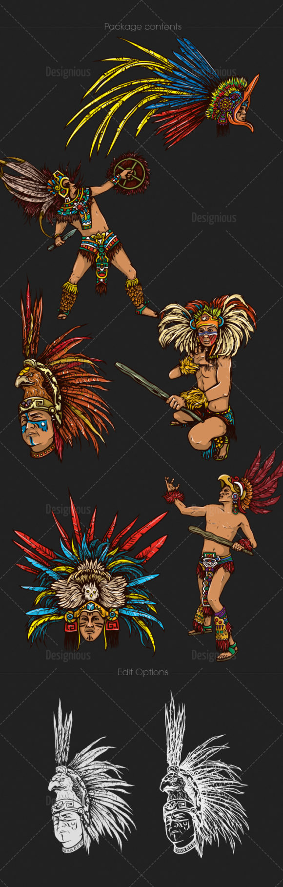 Aztec Warriors Vector Pack 1 2