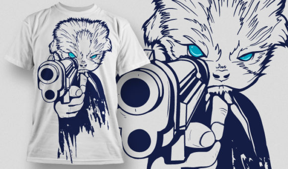 Dog with gun T-shirt Design 475 1