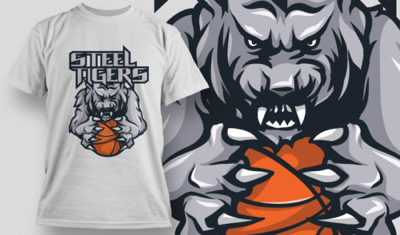 Steel tiger mascot T-shirt Design 502 1