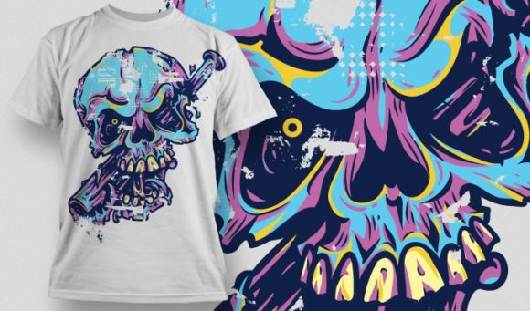 Colorful skull T-shirt Design 505 1