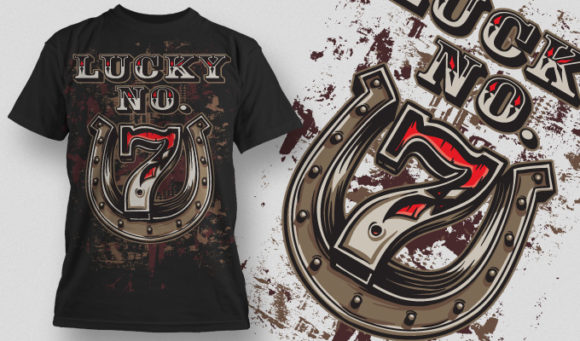 Lucky horse shoe and a stylish no.7 T-shirt Design 525 1