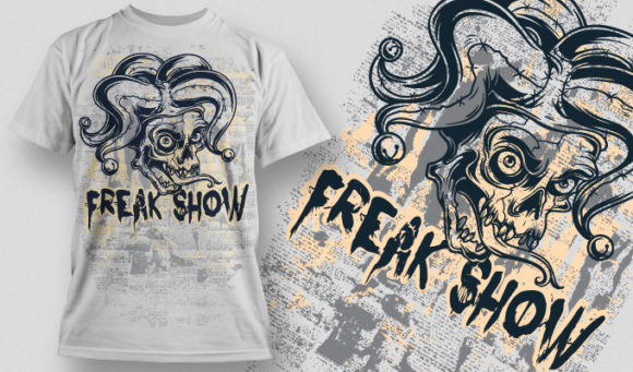 Clown skull & grunges T-shirt Design 528 1