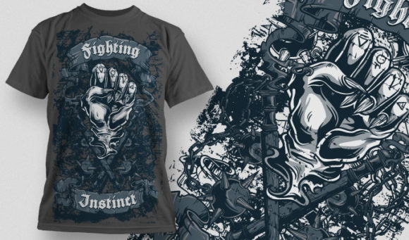 Demon fist, scrolls & grunges T-shirt Design 530 1