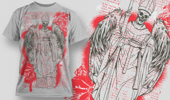 Dark angel and bright red grunges T-shirt Design 534 1