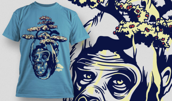 Gorilla and a bonsai T-shirt Design 541 1