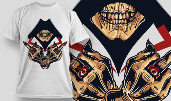 Hooded skull with demonic hands T-shirt Design 548 1