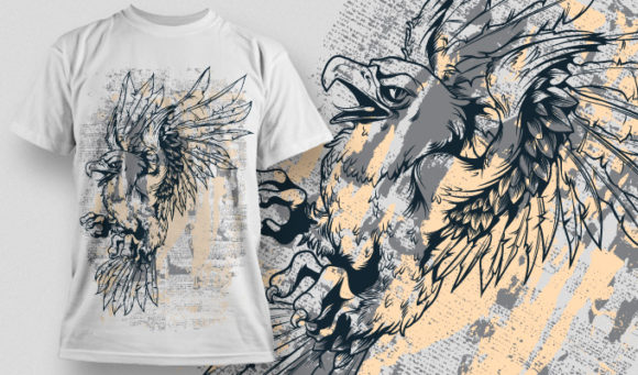 Eagle on a grungy background T-shirt Design 556 1