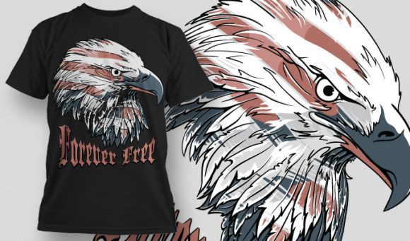 Eagle and the American flag T-shirt Design 558 1