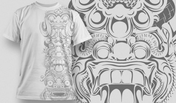 Totem made o Balinese demon faces T-shirt Design 567 1