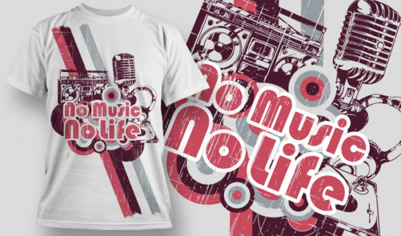 Microphone and grunges T-shirt Design 571 1