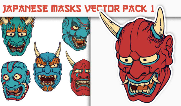 Japanese Masks Vector Pack 1 1