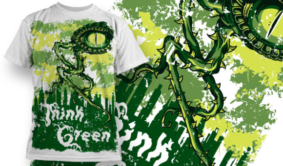 Grunges, a lizard eye and thorns T-shirt Design 589 1
