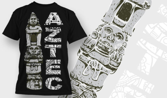 Aztec statues T-shirt Design 600 1