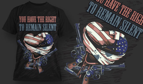 A heart wrapped in a flag and pistols T-shirt Design 602 1