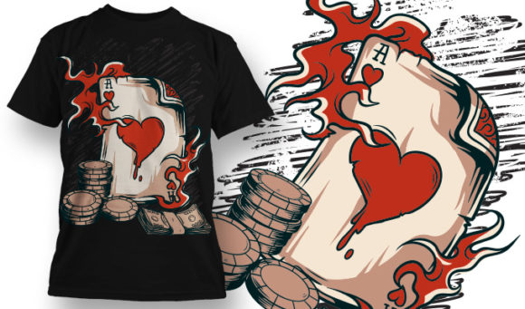 An ace of hearts and poker chips next by T-shirt Design 606 1