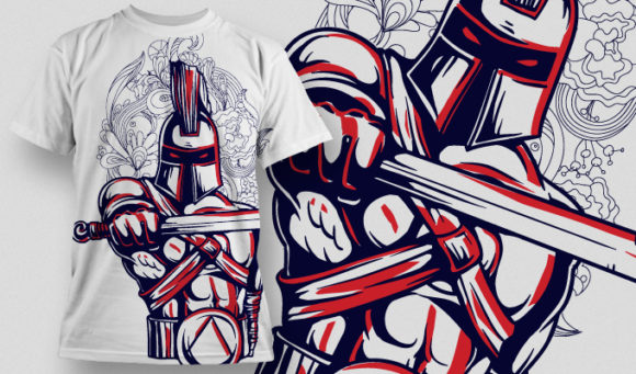Spartan warrior holding a sword T-shirt Design 616 1