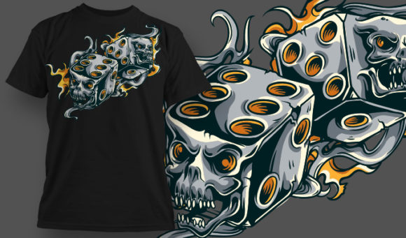 Spooky dices on fire T-shirt Design 624 1