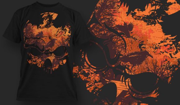 Skull featuring a nature inspired background T-shirt Design 625 1