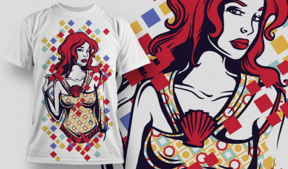 Red-haired savvy lady  T-shirt Design 631 1