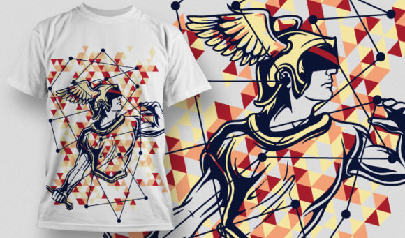 Greek inspired warrior holding a sword T-shirt Design 635 1