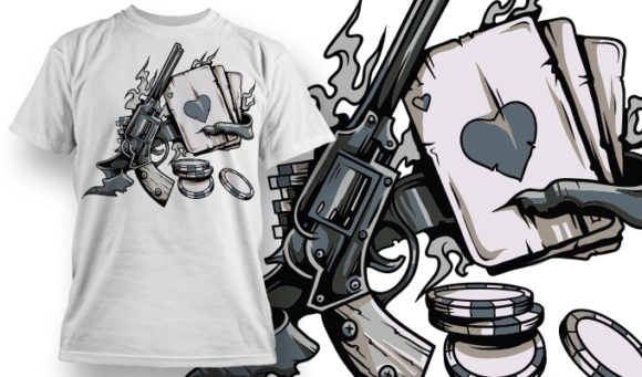Poker theme and a revolver T-shirt Design 645 1