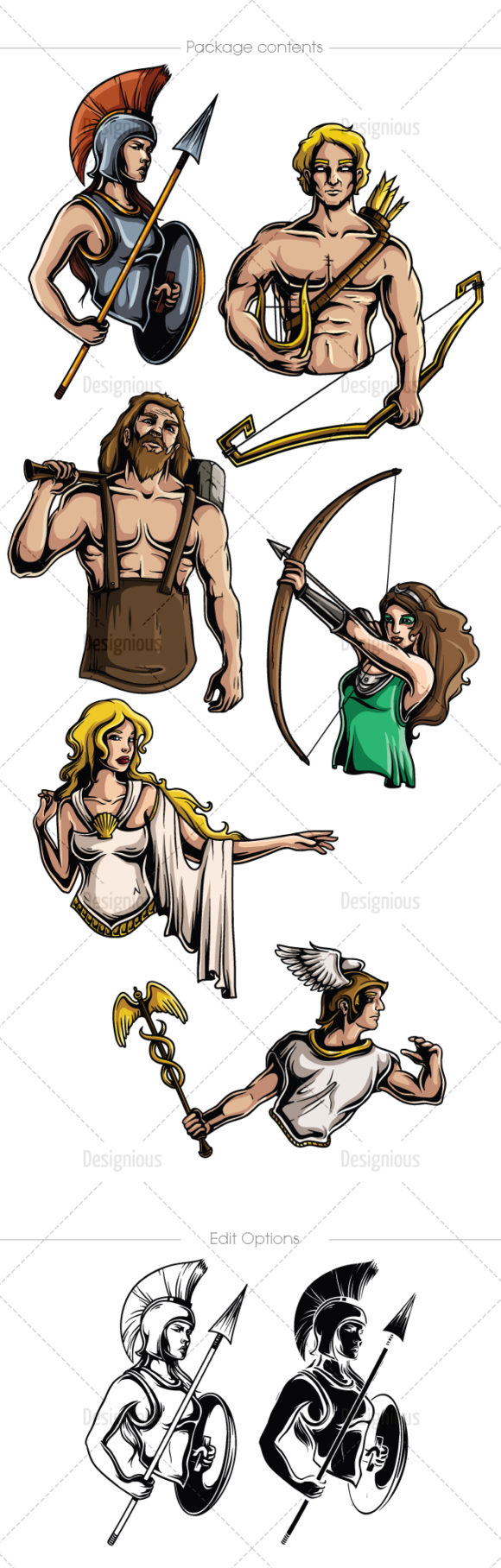 Greek Mythological Olympian Gods Vector Pack 2 2