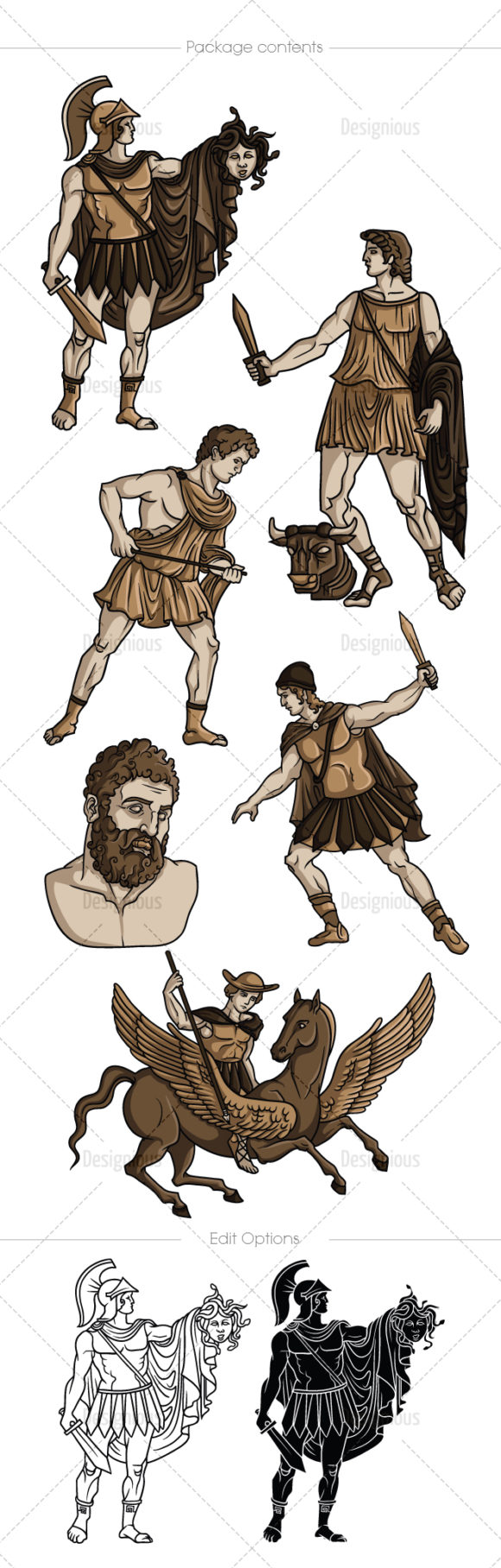 Greek Mythological Heros Vector Pack 1 2