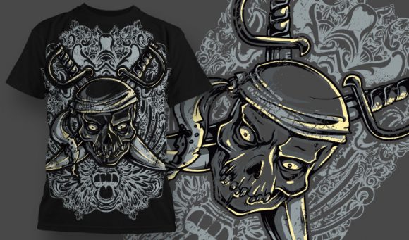 Skull backed by 2 cutalesses T-shirt Design 660 1