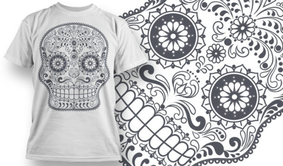 Black'n White skull T-shirt Design 667 1