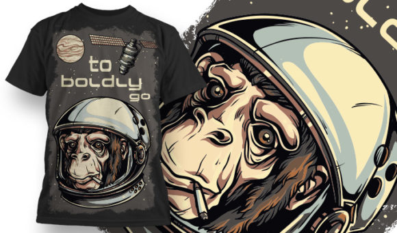 Monkey in space T-shirt Design 707 1