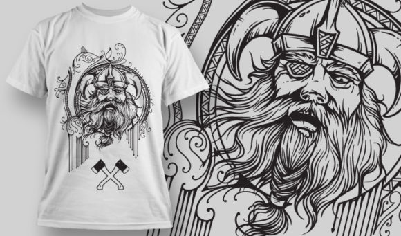 Viking and two mighty axes T-shirt Design 734 1