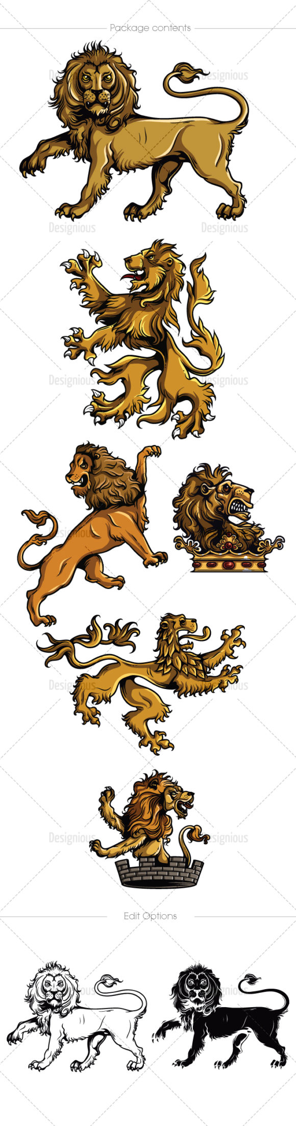 Gothic Lions Vector Pack 1 2